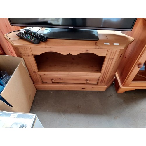 37 - Pine corner TV unit along with pine cabinet