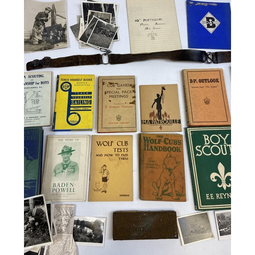 235 - A Collection of Boy Scouts original photographs, books and belt etc