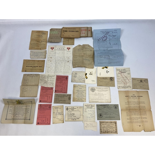 455 - A Collection of military paperwork to include ration books etc, Also includes a hand note from Angus... 