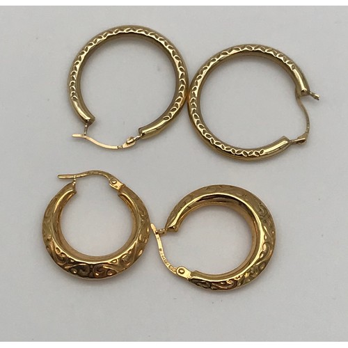 17 - A Pair of ladies 9ct gold hoop earrings. [2.66grams]