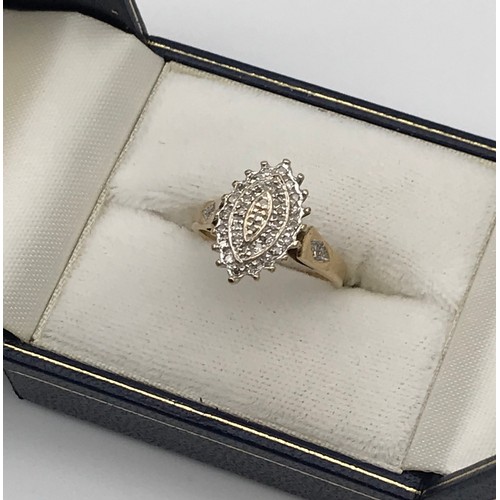 6 - A ladies 9ct yellow gold diamond cluster ring [.15ct][Ring size] [3.18grams]