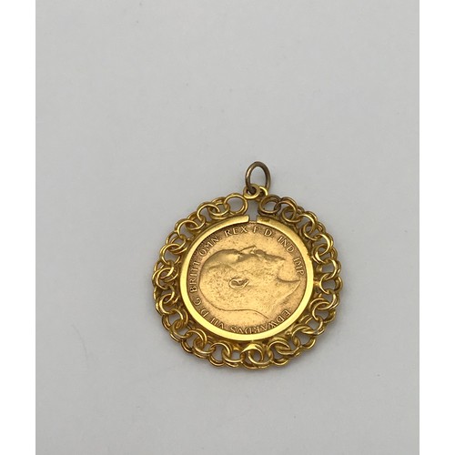 2 - A 1907 Edward VII Half gold Sovereign with a gold pendant mount.