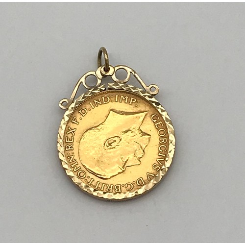 1 - A 1912 George V Full Gold Sovereign with a 9ct gold pendant mount.