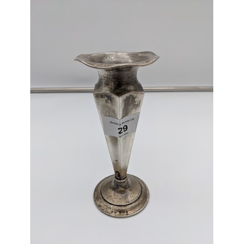29 - A Birmingham silver fluted bud vase.
