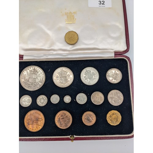 32 - A 1937 George VI Proof set of Specimen coins