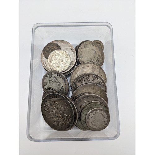 36 - A Collection of Georgian, Victorian and early 20th century silver crowns, Half crowns and various mi... 