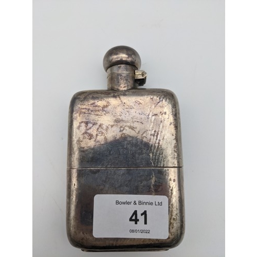 41 - A Sheffield silver hipflask. [12x6.5cm]