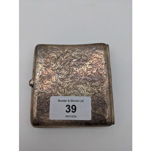 39 - A Birmingham silver ornate cigarette case, [8.5x8cm]