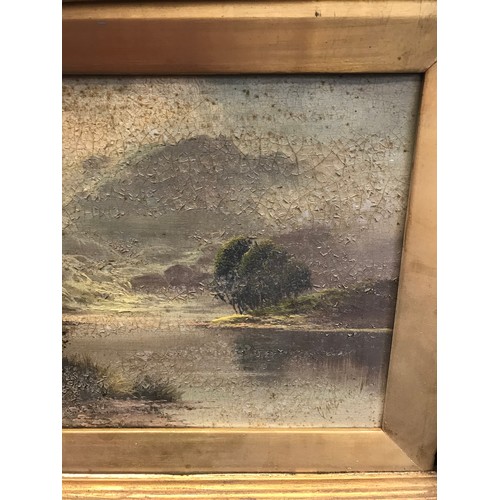 376 - An 18th/ 19th century oil on canvas titled 'Loch Lomand' Signed by the artist. Varnish is peeling fr... 