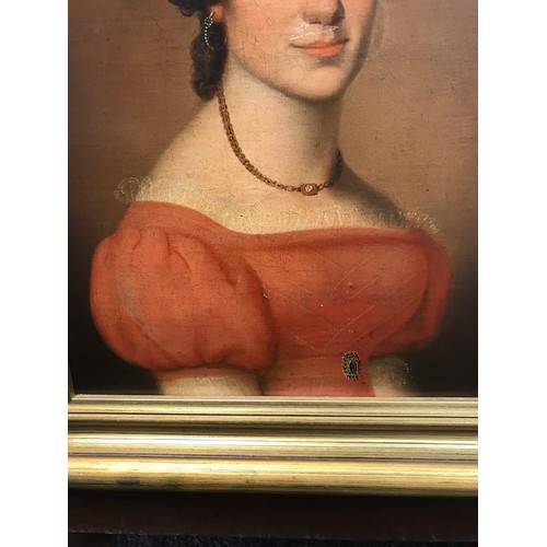 363 - Oil on canvas depicting a lady of importance, within gilt frame art [38x31] frame [53x46cm]