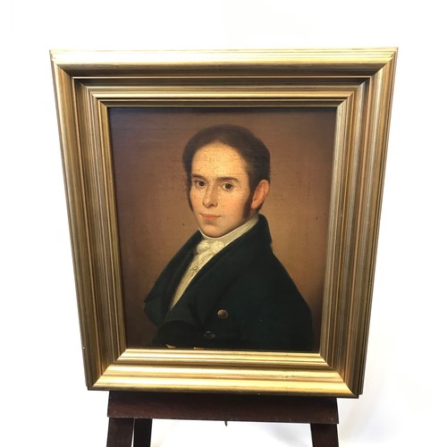 382 - An Antique oil painting on canvas depicting a gentleman's portrait. Fitted within a gilt frame. [Fra... 