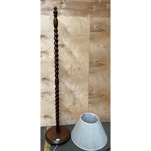 11 - Antique oak barley twist floor standing lamp