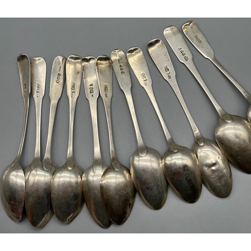 44 - A Selection of eleven Scottish Georgian silver tea spoons. [134grams]