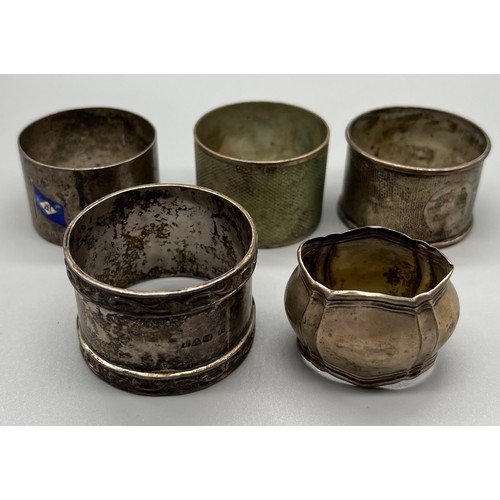 40 - A Lot of five Silver napkin rings [129grams]
