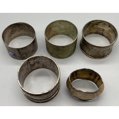 40 - A Lot of five Silver napkin rings [129grams]