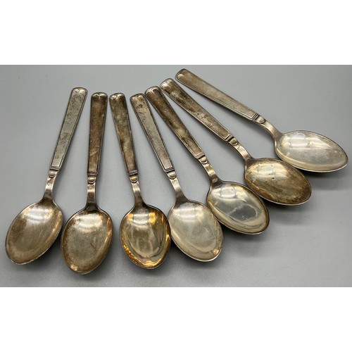 23 - Seven Denmark silver desert spoons produced by Johannes Siggaard. [241grams]