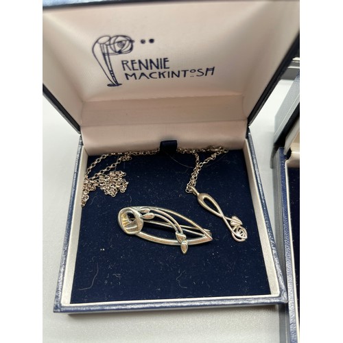17 - A Lot of Rennie Mackintosh collection silver jewellery to include brooches, pendants and earrings.