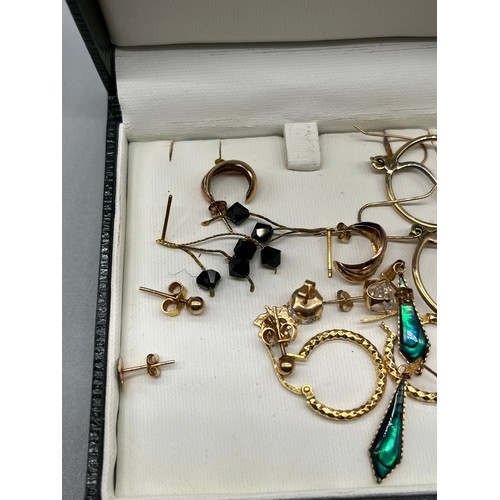 16 - A Selection of 9ct gold earrings. [Total weight 11.29grams] [Some marked, some unmakred]