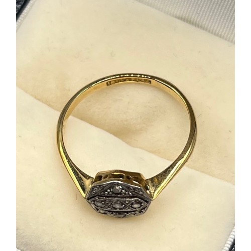 3 - A Ladies 18ct & Platinum diamond art deco ring. [Ring size P] [2.45Grams]