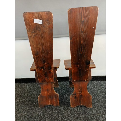 6 - A Pair of farm house kitchen chairs in an unusual shape together with a two section small bookcase. ... 