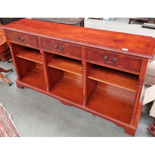 15 - A Contemporary mahogany console table/ bookcase. [82x147x35cm]