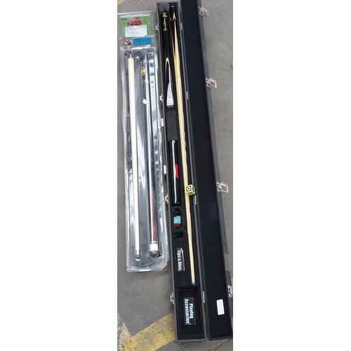 28 - Two boxed snooker cues