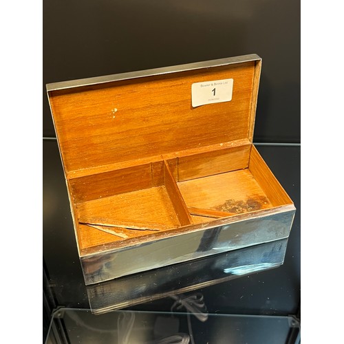 1 - A London silver Cigarette/ Cigar box, produced by Samuel Walton Smith [5x17.7x9cm]