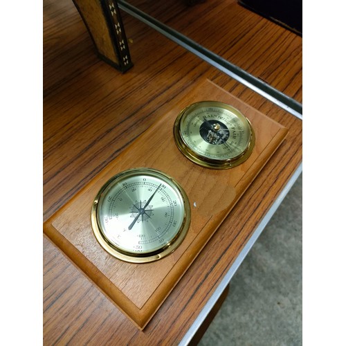 39 - Vintage double section barometer.