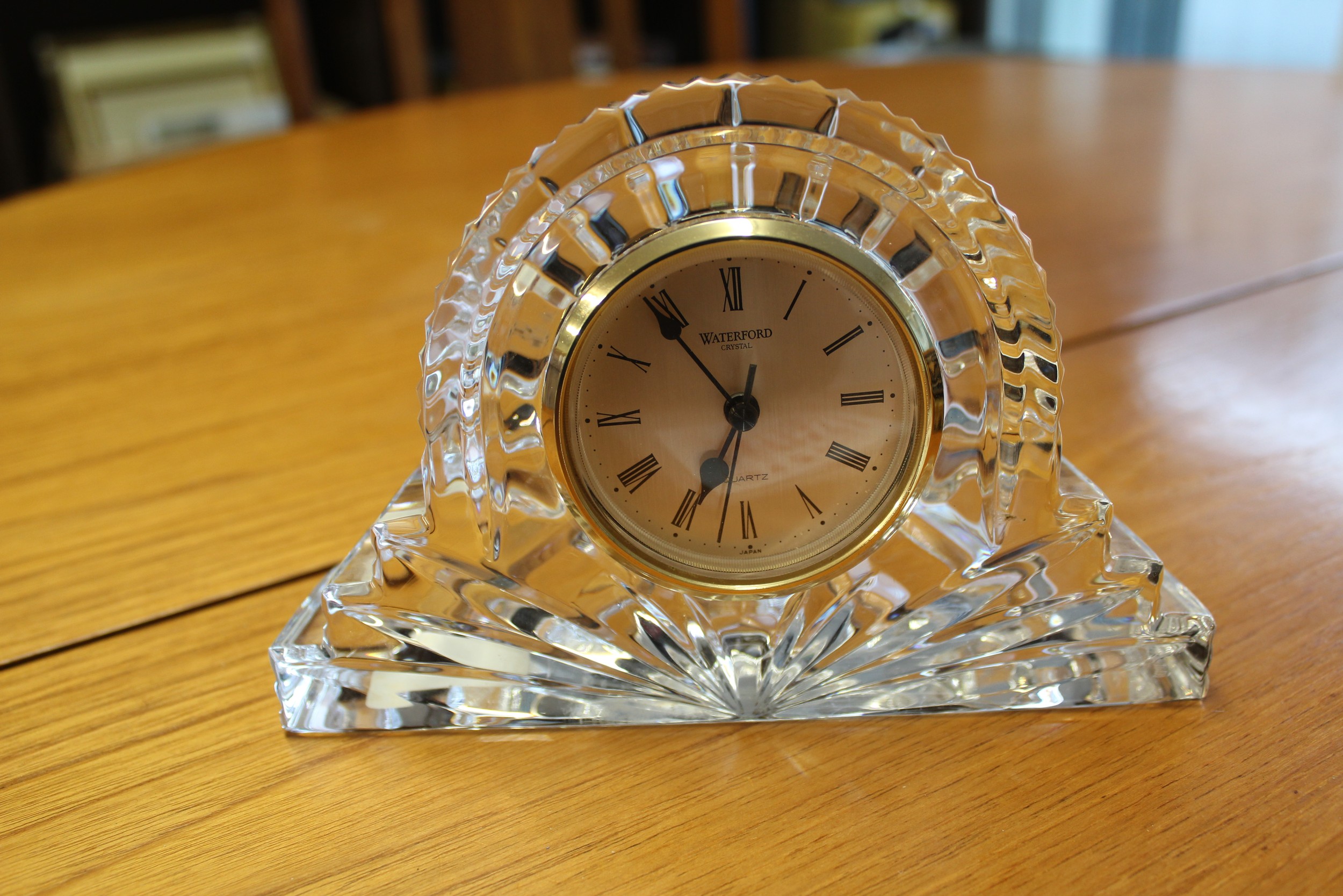 A Boxed Waterford Crystal Quartz Mantle Clock w/o