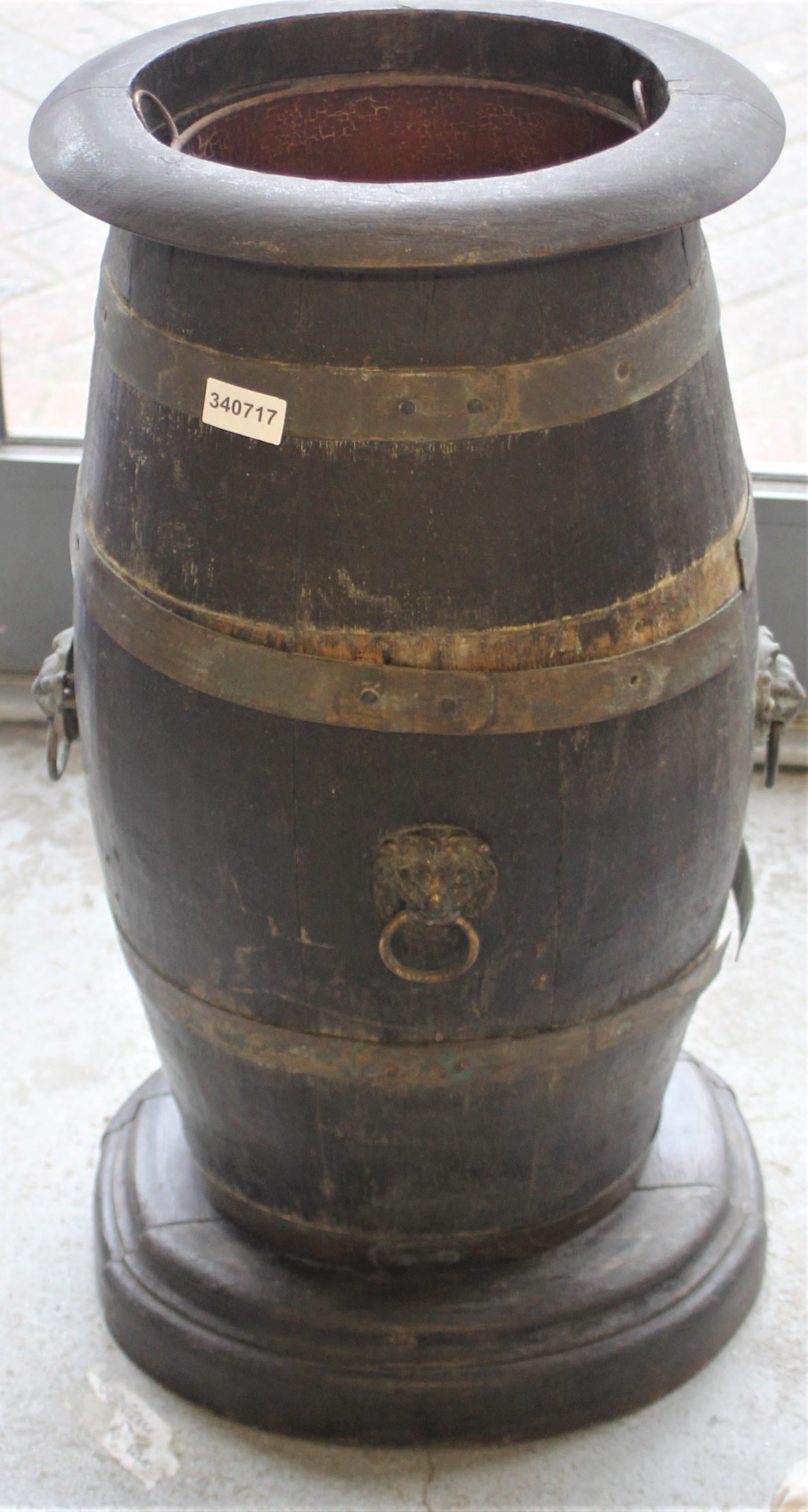 Oak Umbrella Stand with Brass Bindings