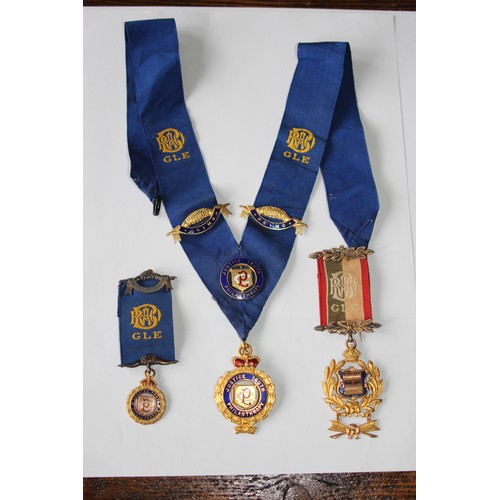 2 9CT GOLD R.A.B MEDALS AND ONE OTHER