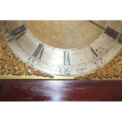 39 - ANTIQUE HENRY HINDLEY YORK GRANDFATHER CLOCK AND WINDER
49 X 210CM
