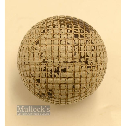 13 - Unnamed Moulded Mesh Guttie Golf Ball c1890 - showing 3x strike marks and with most of the original ... 