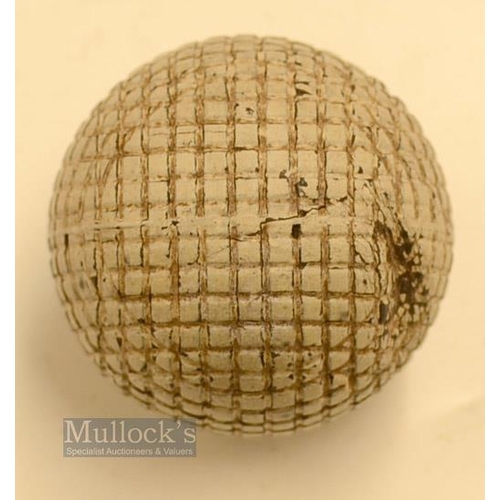 13 - Unnamed Moulded Mesh Guttie Golf Ball c1890 - showing 3x strike marks and with most of the original ... 