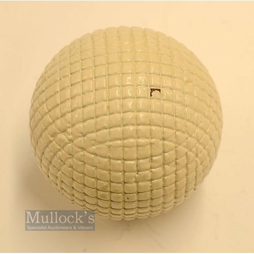 25 - Fine and original Finely Moulded Mesh Marked large Guttie Ball - with all the original white paint -... 