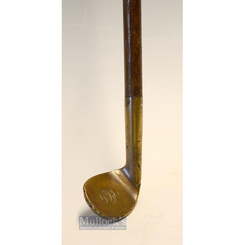 32 - Scarce and fine Named Brass Rut Iron Sunday Golf Walking Stick c1895 - engraved with makers details ... 