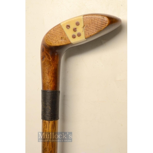 34 - Elegant Persimmon Head Style Sunday Golf Walking Stick - fitted with mallet head putter handle with ... 