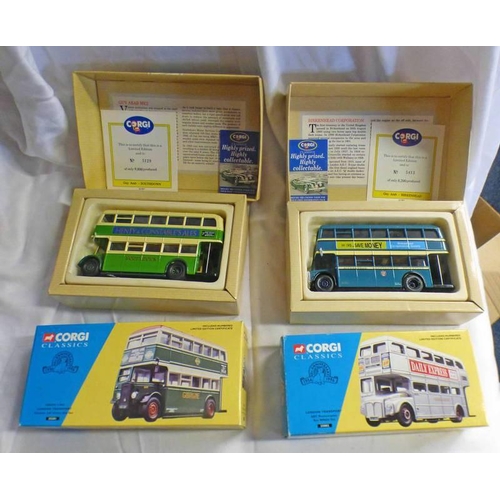 FOUR CORGI MODEL BUS SETS INCLUDING 35002 - AEC ROUTEMASTER ... | Barnebys