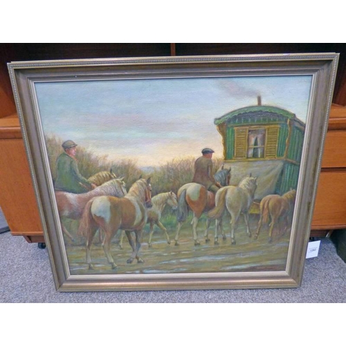 ERNEST PAYNE HORSES AND CARAVAN GILT FRAMED OIL PAINTING SIG... Barnebys