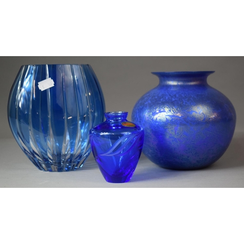 167 - A Collection of Three Pieces of Royal Brierley Studio Glass to include Blue Iridescent Example, Tall... 