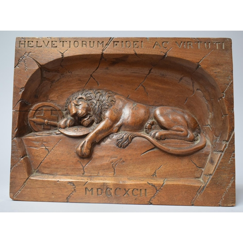 1 - A Late 19th Century/Early 20th Century Carved Wall Hanging Plaque Depicting the Lion Monument in Luc... 