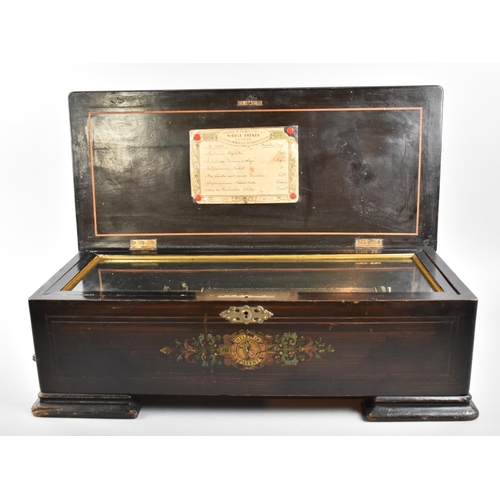 18 - A Large Six Air Musical Box by Nicole Freres No.48411, 55cm wide, Ebonised Case with Inlaid Walnut H... 