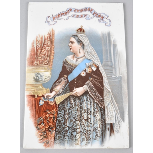 27 - A Transfer Printed Porcelain Rectangular Plaque Depicting Queen Victoria in Her Diamond Jubilee Year... 