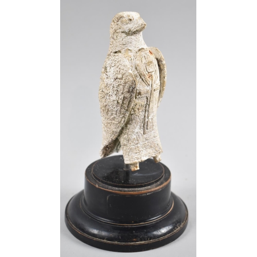 An Early 20th Century Museum Artefact Type in the Form of Horus the Falcon with Ankh to His Breast, Mounted on Later Ebonised Circular Plinth but Missing Glass Dome, 24cm high