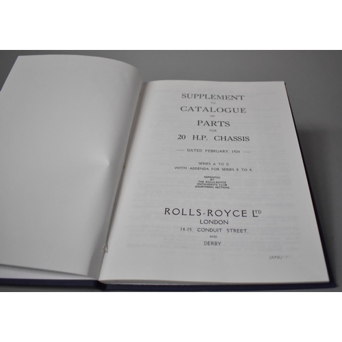 102 - A Reprinted Edition, Supplement to Catalogue of Parts for Rolls Royce 20HP Chassis 1924-1928