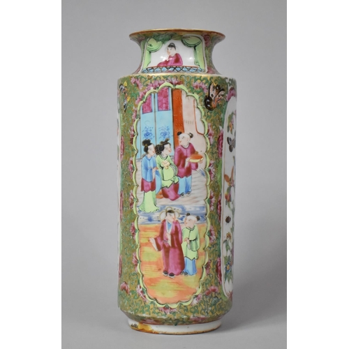 281 - A 19th/20th Century Chinese Famille Rose Export Vase Decorated Alternating Cartouches Depicting Fami... 