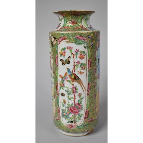 281 - A 19th/20th Century Chinese Famille Rose Export Vase Decorated Alternating Cartouches Depicting Fami... 
