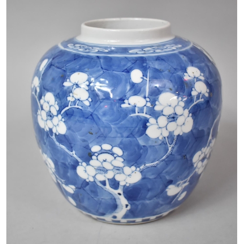 297 - A 18th Century Chinese Blue and White, Qianlong Period, Blue and White Prunus Pattern Ginger Jar, Fo... 