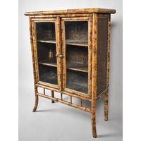 A Late 19th Century Chinoiserie Bamboo Framed Glazed Display Cabinet with Two Inner Shelves, 78cm wide
