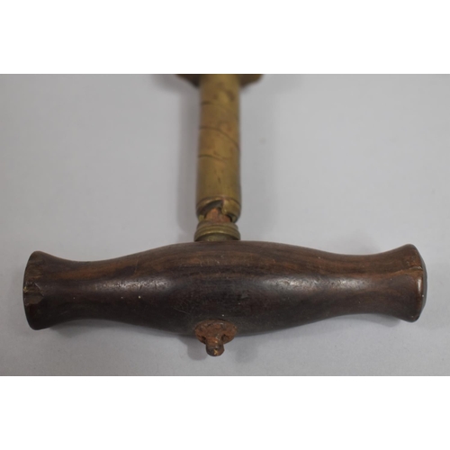 267 - A Rare G Dowler's Patent Chinnock Snail Type Brass and Wooden Handled Corkscrew. 21cms Long